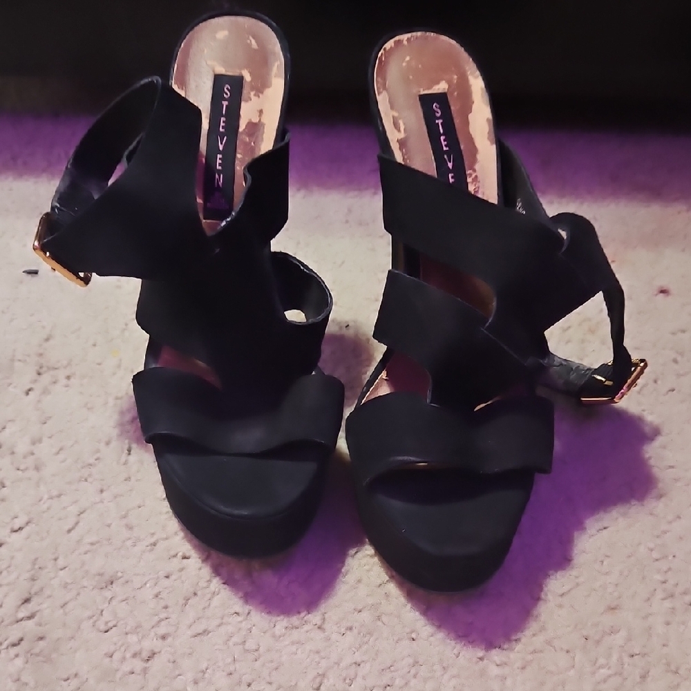 Steven By Steve Madden Black Stiletto Heels with Ankle Strap